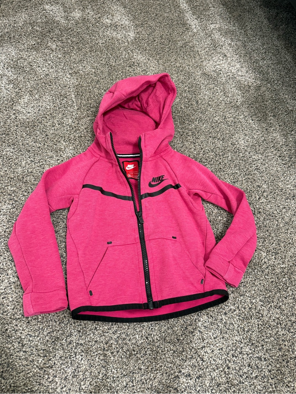Nike Toddler Hot Pink Full-Zip Hooded Sweatshirt with Black Trim 3T